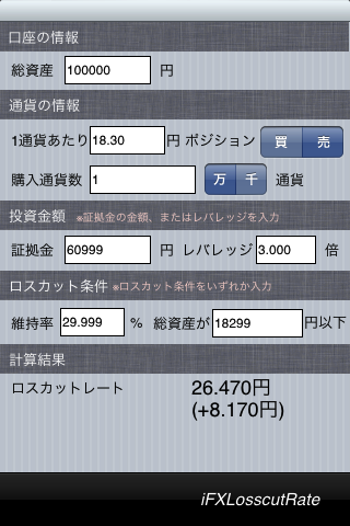 iFXLosscutRateスクリーンショット