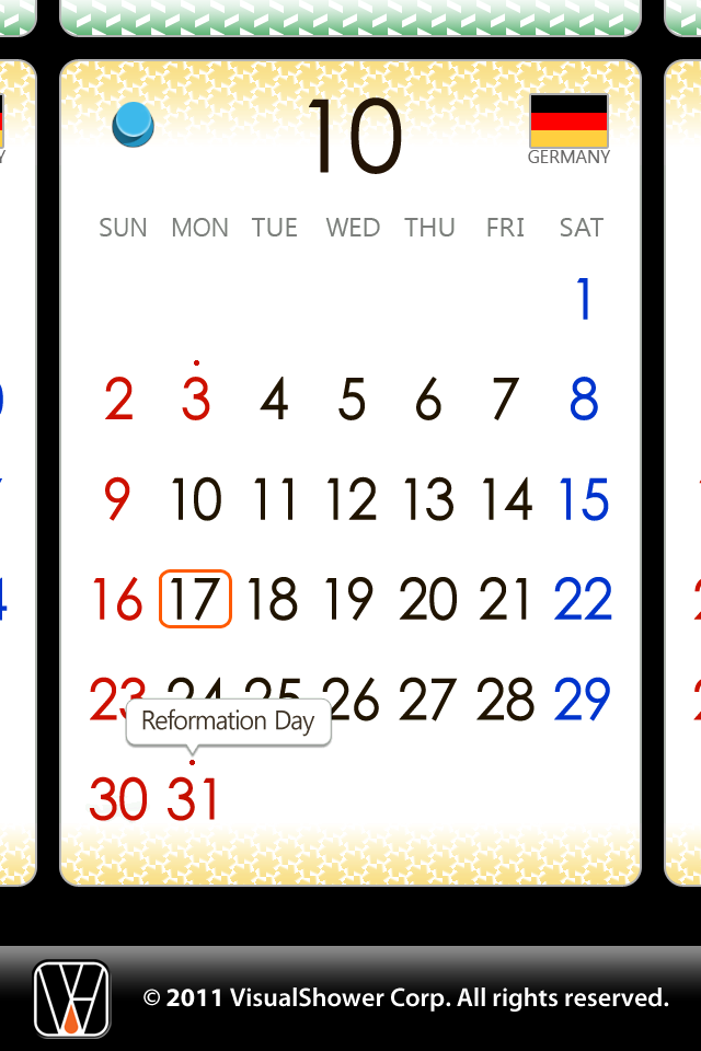 簡単カレンダー2011スクリーンショット