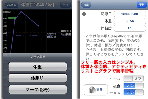 体重カレンダースクリーンショット