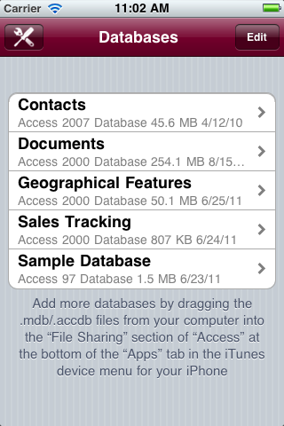 Access Mobile Database Clientスクリーンショット