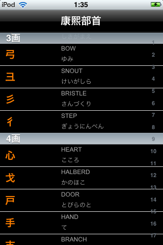 字径（常用漢字グラフ）スクリーンショット