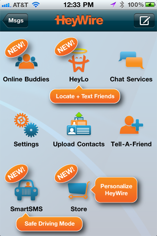 HeyWire Free Texting 45+ Countries, Facebook Chat, Twitter & IMスクリーンショット