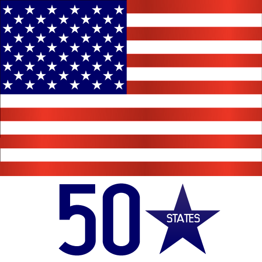 The 50 States – アメリカ合衆国50州の形と首都・州旗