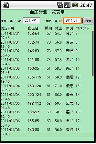 血圧管理手帳スクリーンショット