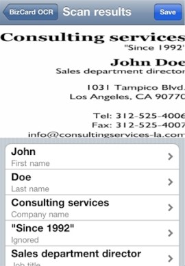 Business Card OCR Scanner Liteスクリーンショット