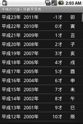 手帳の付録スクリーンショット