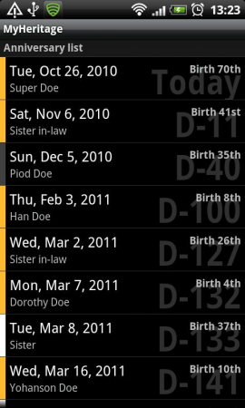 My Heritage (家系+記念日管理)スクリーンショット
