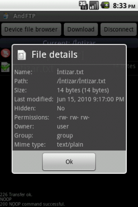 AndFTP (your FTP client)スクリーンショット