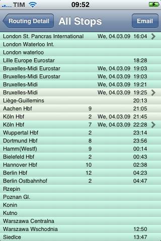 iRailヨーロッパの鉄道時刻表スクリーンショット